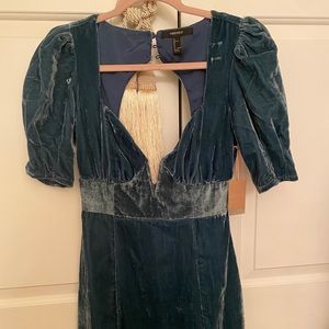 Blue velvet dress